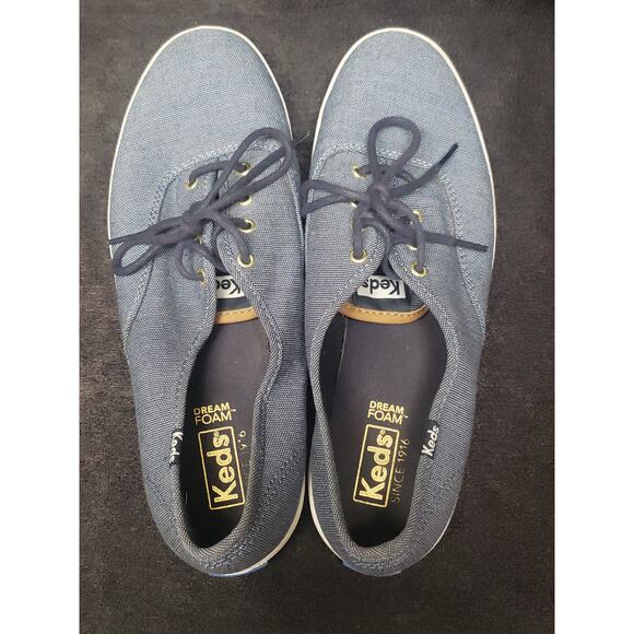 Keds Champion Ticking Blue Canvas Shoes | Womens Size 8.5 - Picture 6 of 9